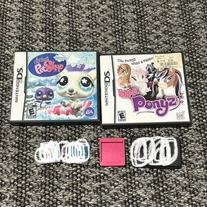 Nintendo DS Littlest Pet Shop & Bratz Ponyz Video Game & Pink Rubber Game Holder